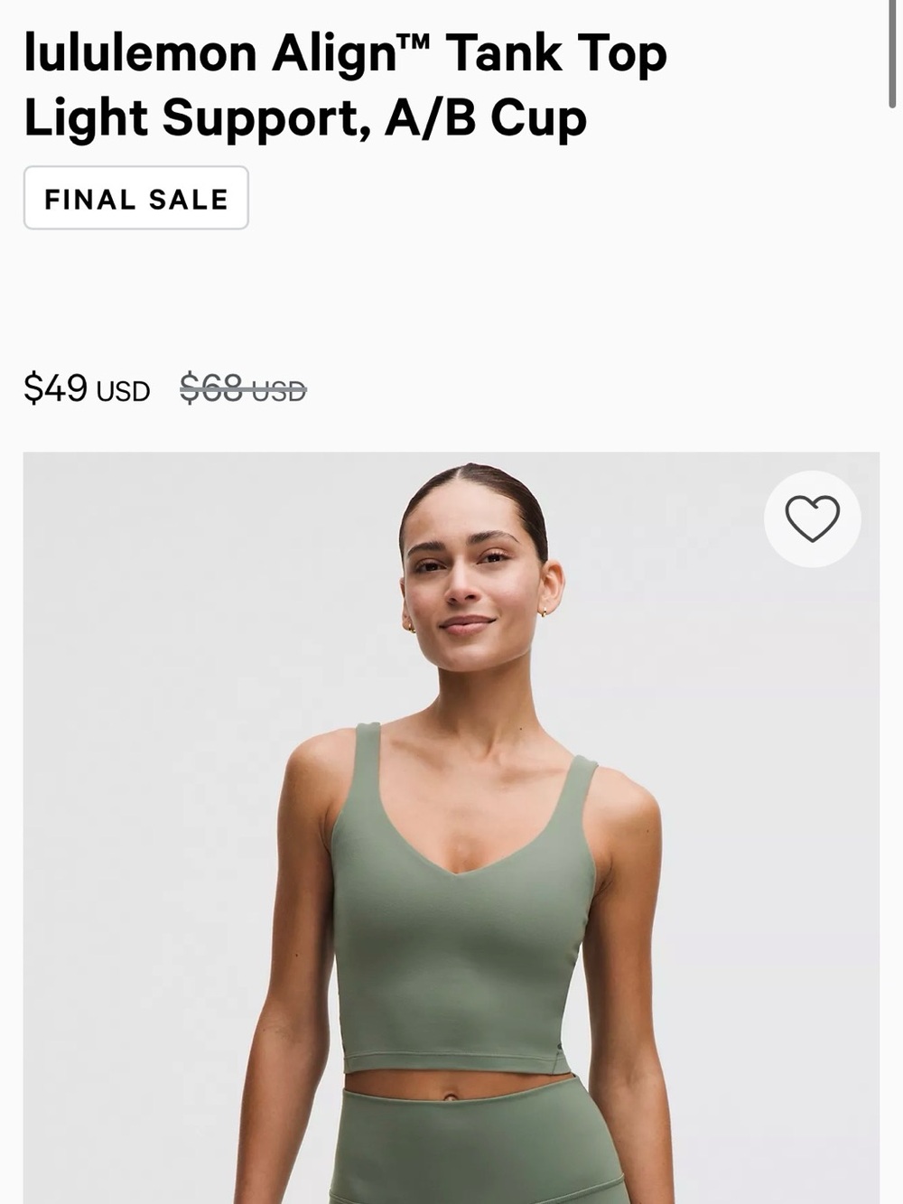 Lululemon Align™ Tank Top in Sage Green